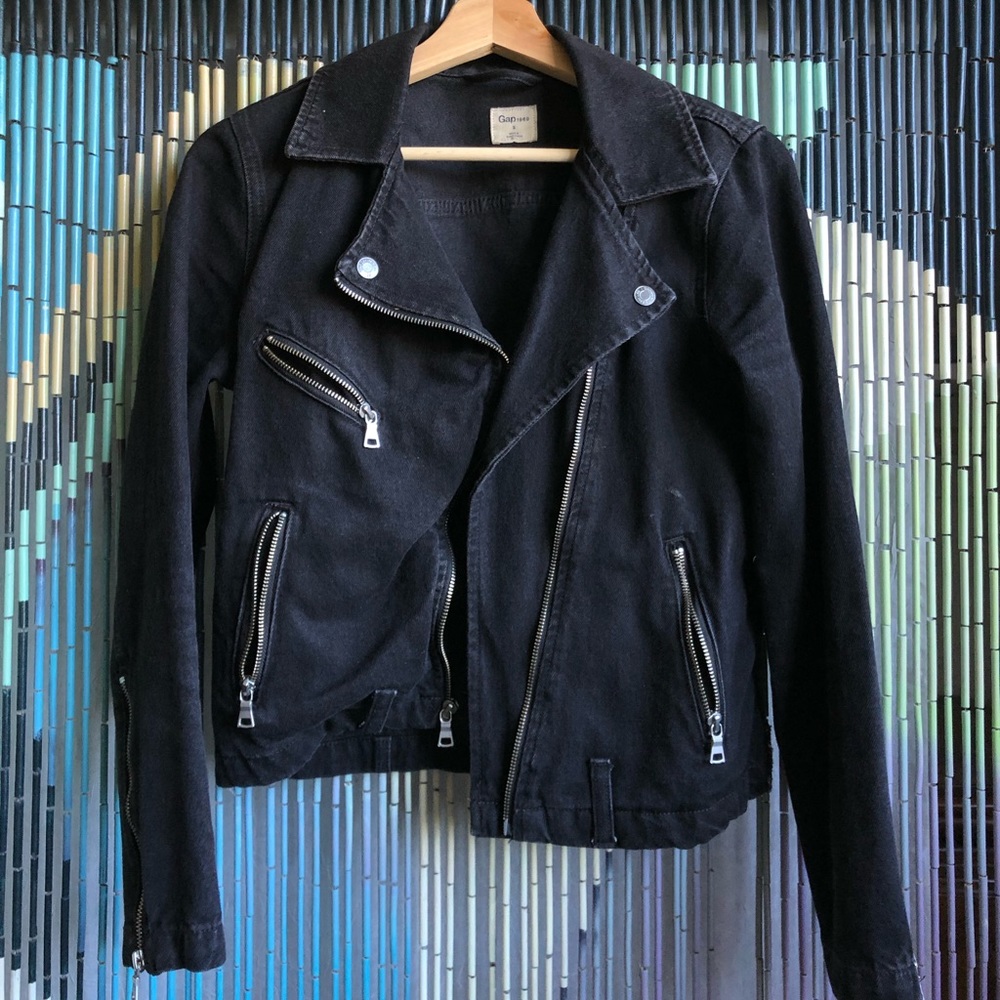 Gap Black Denim Moto Jacket